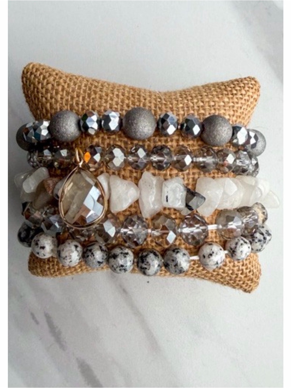 NWT Dylan Jewelry Bracelet Set Firenza Ash Beaded Stretch Layered Boho 71043